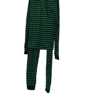 Hanna Andersson Dark Green Striped Pajama Set